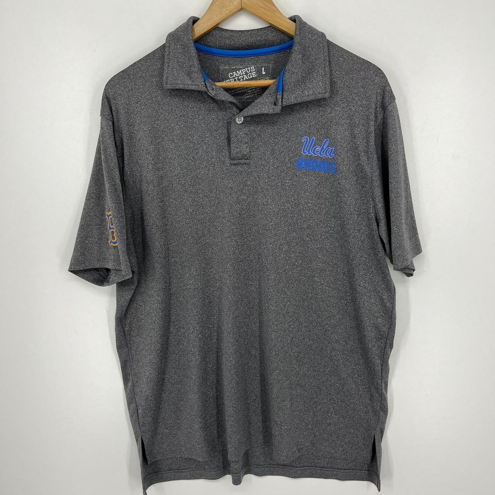 Campus Heritage UCLA Bruins Mens Large Grey Performance Polo Shirt NCAA